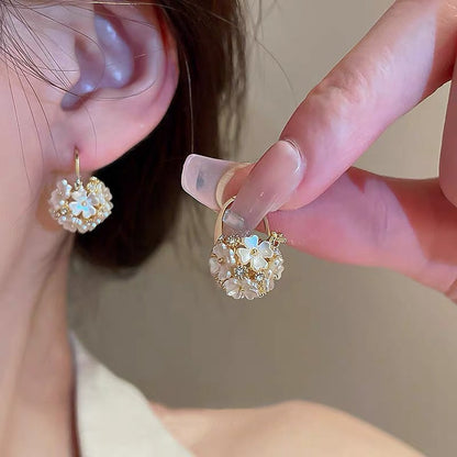 2025 Korean New Simple Temperament Circle Pearl Earrings Fashion Small Versatile Earrings  Jewelry