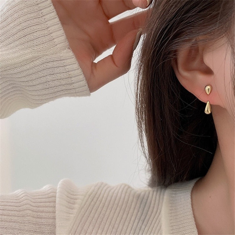 Cute Korean Earrings Heart Bling Zircon Stone Rose Gold Color Stud Earring for Women Fashion Jewelry 2025 New Gift